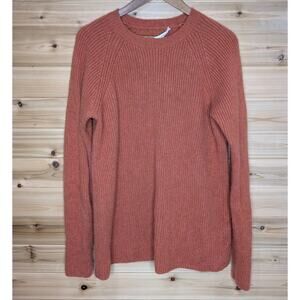 Cut & Pin Sweater Mens Large Orange Cashmere Crew Neck Sweater